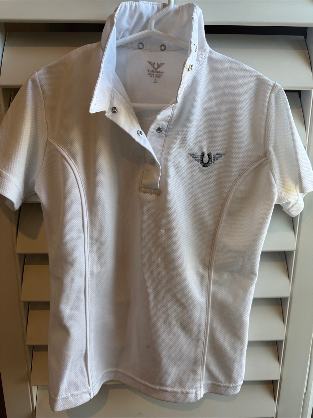 TuffRider Kids' White Polo with Embroidered Crest